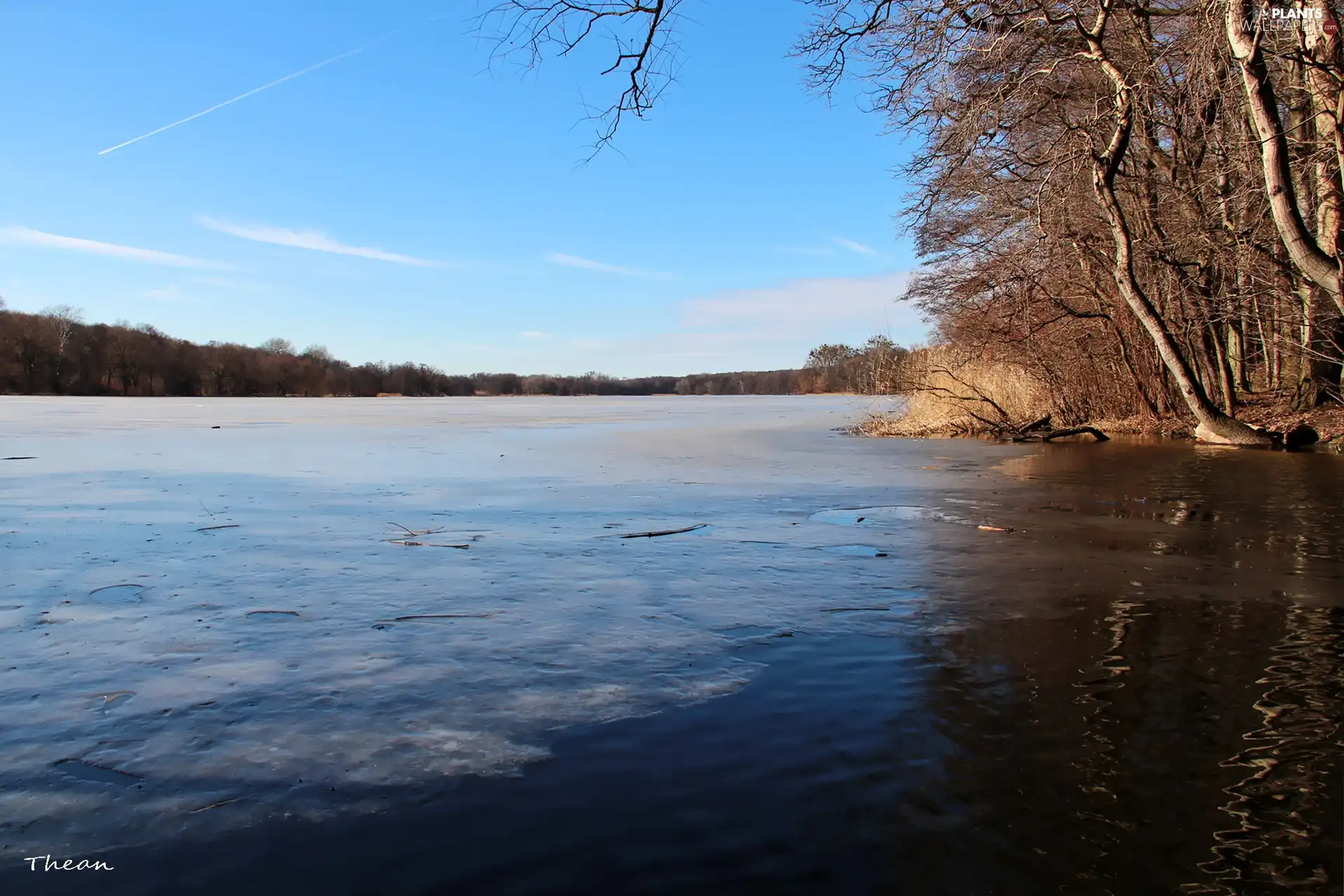 Sky, early spring, lake, blue, frozen